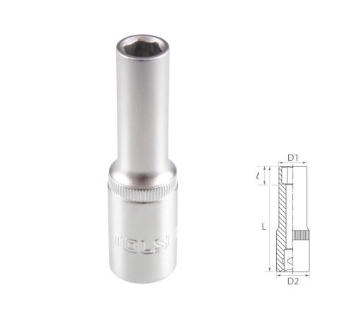 Головка торцевая глубокая шестигранная 1/2", 8 мм TOLSEN TT16558 Головка торцевая глубокая шестигранная 1/2", 8 мм TOLSEN TT16558