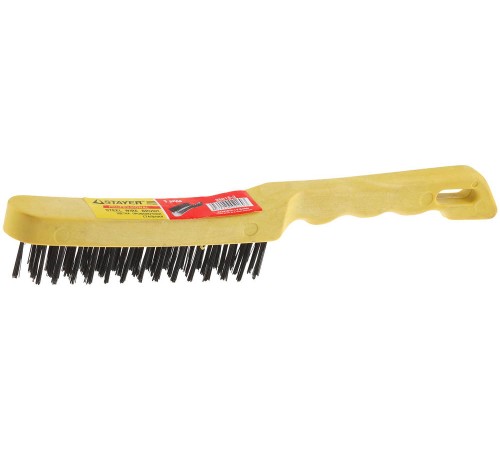 STAYER 3 ряда, пластмассовая рукоятка, стальная, щетка проволочная 35015-3 STAYER 3 ряда, пластмассовая рукоятка, стальная, щетка проволочная 35015-3