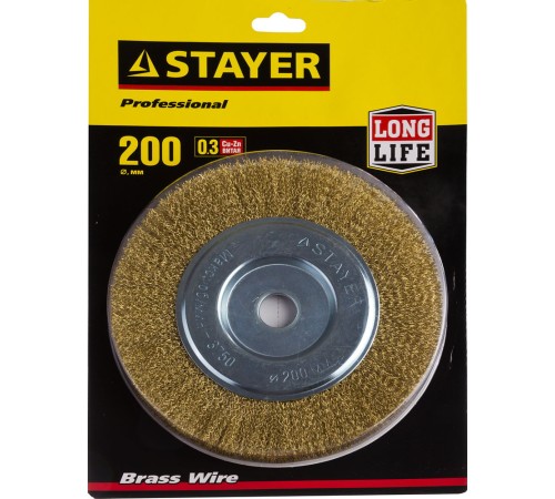 STAYER Ø 200 мм, щетка дисковая для УШМ 35122-200 STAYER Ø 200 мм, щетка дисковая для УШМ 35122-200