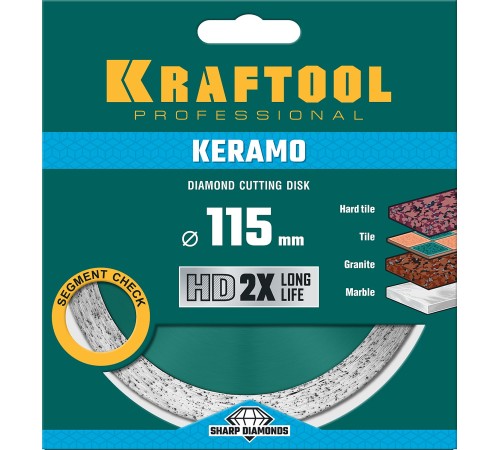 KRAFTOOL Ø 115Х22.2 мм, алмазный, сплошной, по керамограниту, керамической плитке диск отрезной KERAMO 36684-115 KRAFTOOL Ø 115Х22.2 мм, алмазный, сплошной, по керамограниту, керамической плитке диск отрезной KERAMO 36684-115