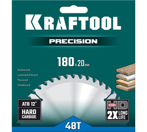 KRAFTOOL Precision, 180 х 20 мм, 48Т, пильный диск по дереву (36952-180-20) KRAFTOOL Precision, 180 х 20 мм, 48Т, пильный диск по дереву (36952-180-20)