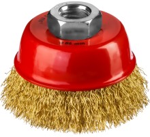 MIRAX 60 мм, витая стальная латунированная проволока 0.3 мм, чашечная щетка-крацовка для УШМ (35142-060)