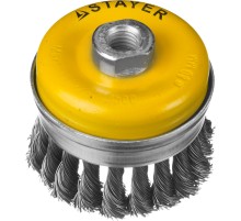 STAYER 80 мм, жгутированная стальная проволока 0.5 мм, чашечная щетка-крацовка для УШМ, Professional (35137-080)