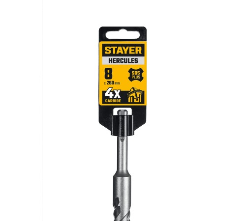 STAYER HERCULES-4Х 8x260 мм, SDS-plus бур (29290-260-08) STAYER HERCULES-4Х 8x260 мм, SDS-plus бур (29290-260-08)