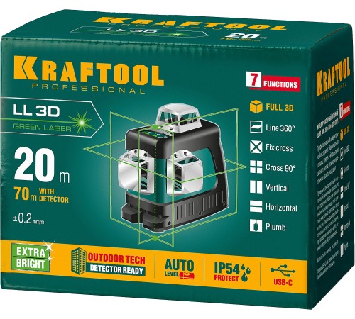 KRAFTOOL зеленый лазерный нивелир LL 3D 34641 Professional KRAFTOOL зеленый лазерный нивелир LL 3D 34641 Professional