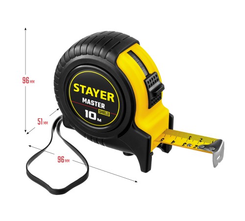 STAYER 10 м х 25 мм, ударостойкий, обрезиненный корпус, рулетка 34025-10_z01 STAYER 10 м х 25 мм, ударостойкий, обрезиненный корпус, рулетка 34025-10_z01