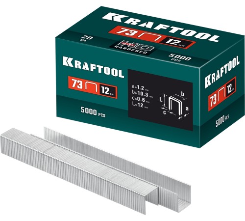 KRAFTOOL 12 мм, тип 73, 5000 шт, скобы для плайера (31773-12) KRAFTOOL 12 мм, тип 73, 5000 шт, скобы для плайера (31773-12)