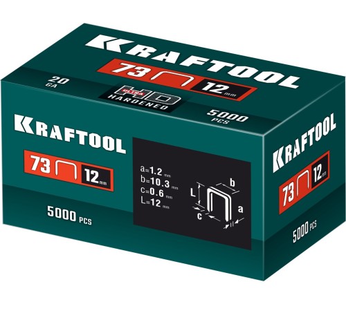 KRAFTOOL 12 мм, тип 73, 5000 шт, скобы для плайера (31773-12) KRAFTOOL 12 мм, тип 73, 5000 шт, скобы для плайера (31773-12)