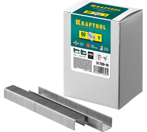 KRAFTOOL скобы тип 80, 10 мм, скобы для степлера 31780-10 KRAFTOOL скобы тип 80, 10 мм, скобы для степлера 31780-10