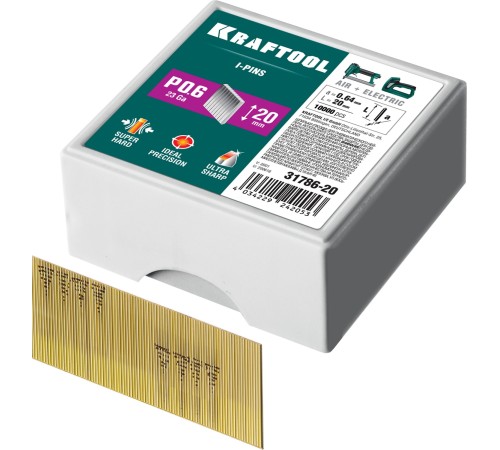 KRAFTOOL P0.6, 20 мм, 10000 шт, шпильки(гвозди) для пневматического нейлера 31786-20 KRAFTOOL P0.6, 20 мм, 10000 шт, шпильки(гвозди) для пневматического нейлера 31786-20