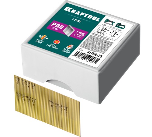 KRAFTOOL P0.6, 25 мм, 10000 шт, шпильки(гвозди) для пневматического нейлера 31786-25 KRAFTOOL P0.6, 25 мм, 10000 шт, шпильки(гвозди) для пневматического нейлера 31786-25