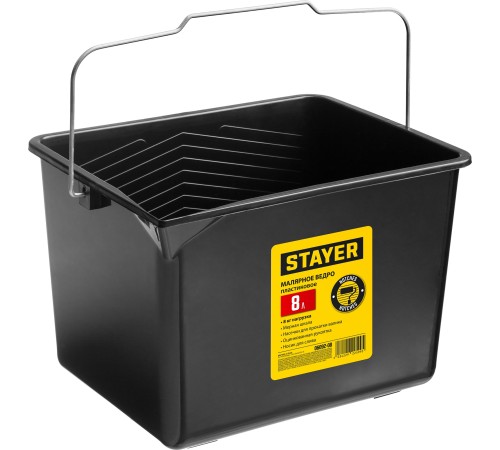 STAYER 8 л, 19x22.5x28 см, пластмассовое, ведро малярное 06092-08 STAYER 8 л, 19x22.5x28 см, пластмассовое, ведро малярное 06092-08
