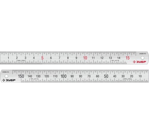 ЗУБР Про-15, длина 0.15 м, усиленная нержавеющая линейка, Профессионал (34280-015)