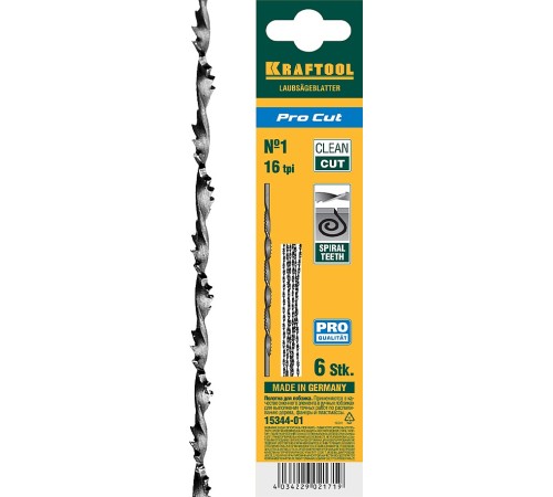 KRAFTOOL 130 мм, 6 шт., полотна спиральные для лобзика 15344-01 KRAFTOOL 130 мм, 6 шт., полотна спиральные для лобзика 15344-01