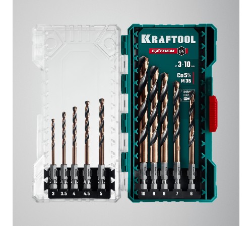 KRAFTOOL НЕХ-1/4″, 10 шт, набор сверл по металлу для винтовёртов и шуруповертов IMPACT READY (29652-H10) KRAFTOOL НЕХ-1/4″, 10 шт, набор сверл по металлу для винтовёртов и шуруповертов IMPACT READY (29652-H10)