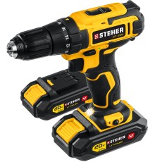 STEHER V1, 20 В, 40 Н·м, 2 АКБ (2 А·ч), дрель-шуруповерт, кейс (CD-200-2) STEHER V1, 20 В, 40 Н·м, 2 АКБ (2 А·ч), дрель-шуруповерт, кейс (CD-200-2)