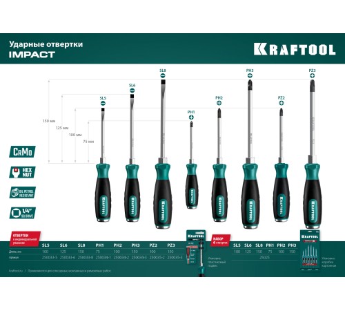 KRAFTOOL IMPACT PZ 2, сквозной стержень Cr-Mo, Ударная отвертка (250035-2) KRAFTOOL IMPACT PZ 2, сквозной стержень Cr-Mo, Ударная отвертка (250035-2)