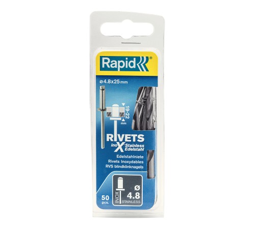 RAPID 4.8 x 25 мм, 50 шт., заклепка из нержавеющей стали 5000398 RAPID 4.8 x 25 мм, 50 шт., заклепка из нержавеющей стали 5000398