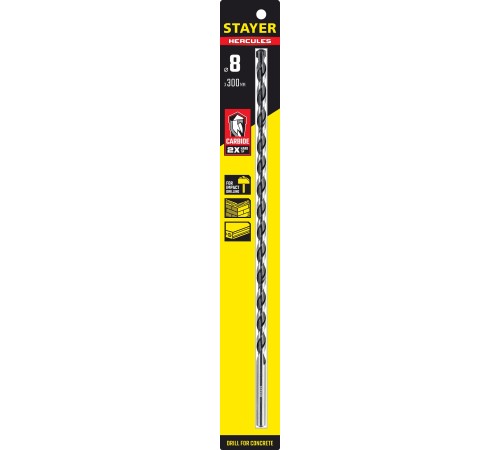 STAYER Hercules, 8 x 300 мм, cверло по бетону, Professional (2915-300-08) STAYER Hercules, 8 x 300 мм, cверло по бетону, Professional (2915-300-08)