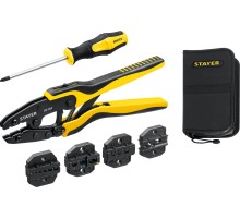 STAYER SP-4M, 4 матрицы в сумке-чехле, пресс-клещи для кабельных наконечников, Professional (45445)