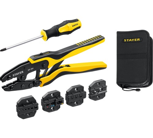 STAYER 4 матрицы, набор пресс-клещи SP-4M 45445 в сумке чехле Professional STAYER 4 матрицы, набор пресс-клещи SP-4M 45445 в сумке чехле Professional