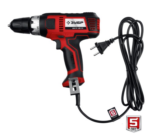 ЗУБР 400 Вт, 0-450/0-1800 об/мин, кейс, дрель-шуруповерт сетевая ДШ-М1-400-2 К Мастер