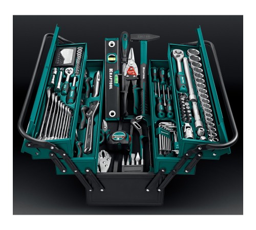 KRAFTOOL GRAND-152, 152 предм., (1/2″+1/4″), Универсальный набор инструмента (27978-H152)