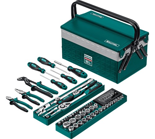 KRAFTOOL GRAND-99, 99 предм., (1/2″+1/4″), Универсальный набор инструмента (27978-H99) KRAFTOOL GRAND-99, 99 предм., (1/2″+1/4″), Универсальный набор инструмента (27978-H99)
