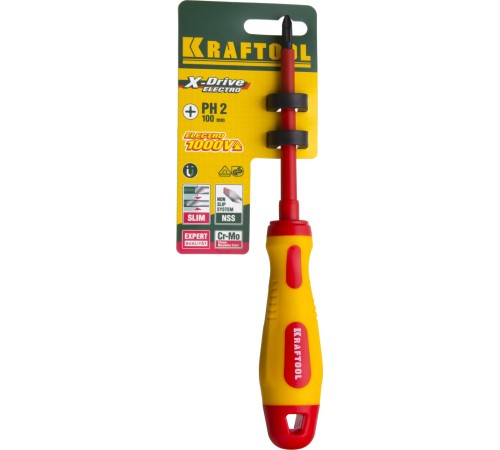 KRAFTOOL PH2х100 мм, отвертка высоковольтная 250084-2-100 KRAFTOOL PH2х100 мм, отвертка высоковольтная 250084-2-100