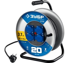 ЗУБР КГ-315, КГ, 3 x 1.5 мм2, 20 м, 3700 Вт, IP44, силовой удлинитель на стальной катушке, Профессионал (55080-20)