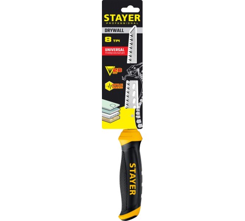 STAYER 160 мм, выкружная ножовка по гипсокартону, Professional (15173) STAYER 160 мм, выкружная ножовка по гипсокартону, Professional (15173)