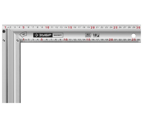 ЗУБР 300 мм, с усиленным алюминиевым полотном, жесткий столярный угольник 34392-30 ЭКСПЕРТ