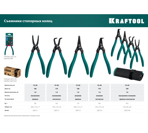 KRAFTOOL 180 мм, изогнутые губки, внешний, съемник стопорных колец (22812-4) KRAFTOOL 180 мм, изогнутые губки, внешний, съемник стопорных колец (22812-4)