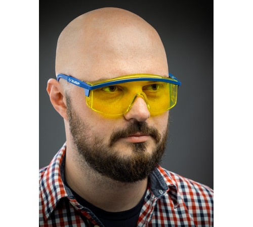 ЗУБР жёлтые, линза увеличенного размера, защитные очки ПРОТОН 110482