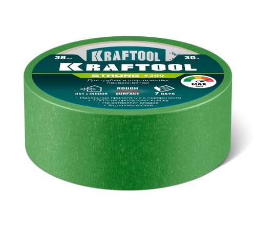KRAFTOOL #300 Strong 38 мм х 30 м, для грубых и шероховатых поверхностей, малярная лента (12103-38) KRAFTOOL #300 Strong 38 мм х 30 м, для грубых и шероховатых поверхностей, малярная лента (12103-38)