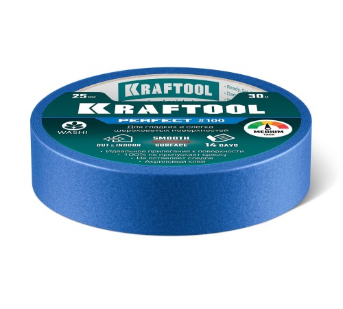 KRAFTOOL #100 Perfect 25 мм х 30 м, для гладких и шероховатых поверхностей, малярная лента (12101-25) KRAFTOOL #100 Perfect 25 мм х 30 м, для гладких и шероховатых поверхностей, малярная лента (12101-25)
