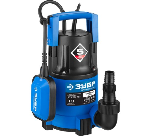 ЗУБР 750 Вт, 210 л/мин, насос погружной дренажный для чистой воды НПЧ-Т3-750 Профессионал