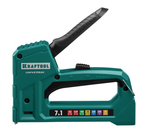 KRAFTOOL Universal, 7-в-1: 53 (A/10/JT21) 23GA (6 - 14 мм)/140 (G/11/57) 20GA (8 - 14 мм)/13/53F/36/500, универсальный легкий степлер (31524) KRAFTOOL Universal, 7-в-1: 53 (A/10/JT21) 23GA (6 - 14 мм)/140 (G/11/57) 20GA (8 - 14 мм)/13/53F/36/500, универсальный легкий степлер (31524)