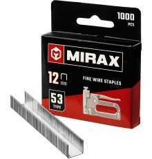 MIRAX тип 53 (A/10/JT21) 12 мм, 1000 шт, калибр 23GA, скобы для степлера (3153-12)