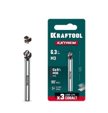 KRAFTOOL EXTREME Со5-А, d 6.3 x 45 мм, сталь M35, U-образная спираль, для раззенковки М3, Конусный зенкер (29734-3)