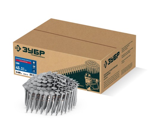 ЗУБР CRN 45 х 3.1 мм, барабанные гвозди кровельные оцинкованные, 5400 шт (305385-45)