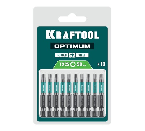 KRAFTOOL OPTIMUM TX 25, 50 мм, 10 шт, биты (26126-25-50-10)