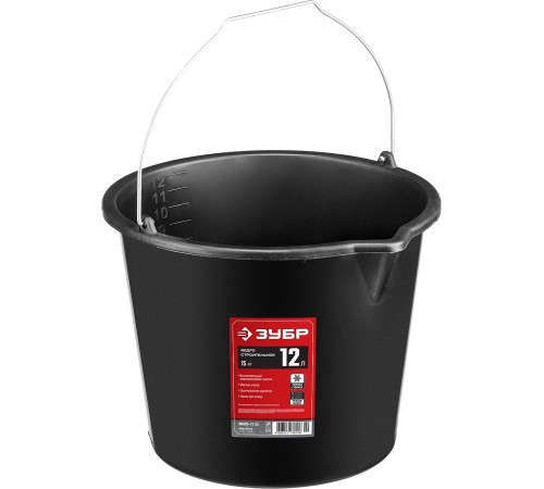 ЗУБР 12 л, высокопрочное с носиком, строительное пластиковое ведро (06093-12)