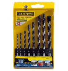 STAYER ProHammer, 8 шт: d 3-4-5-6-6-8-8-10 мм, набор сверл по бетону, Professional (2915-H8)
