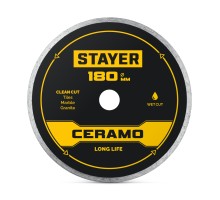 STAYER CERAMO 180 мм (22.2/25.4 х 5 х 2.2 мм), сплошной алмазный диск (3664-180)