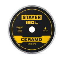 STAYER CERAMO 180 мм (22.2/25.4 х 5 х 2.2 мм), сплошной алмазный диск (3664-180)