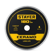 STAYER CERAMO 180 мм (22.2/25.4 х 5 х 2.2 мм), сплошной алмазный диск (3664-180)