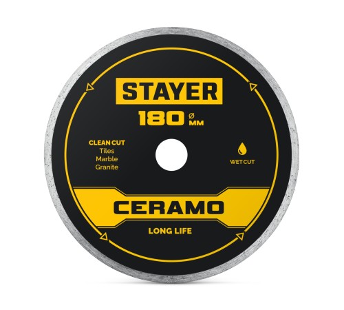 STAYER CERAMO 180 мм (22.2/25.4 х 5 х 2.2 мм), сплошной алмазный диск (3664-180)