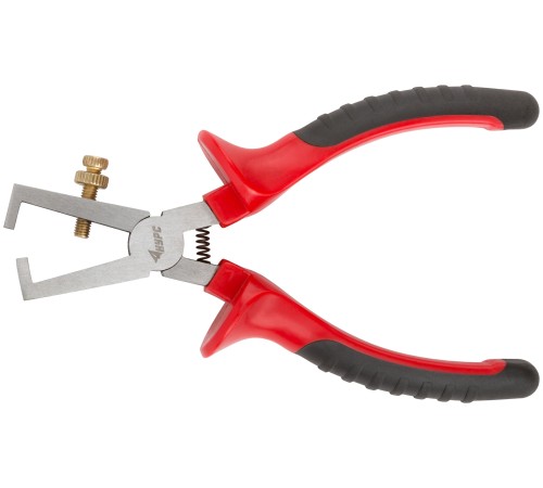 Клещи для снятия изоляции "Оптима", красно-черные прорезиненные ручки 160 мм КУРС