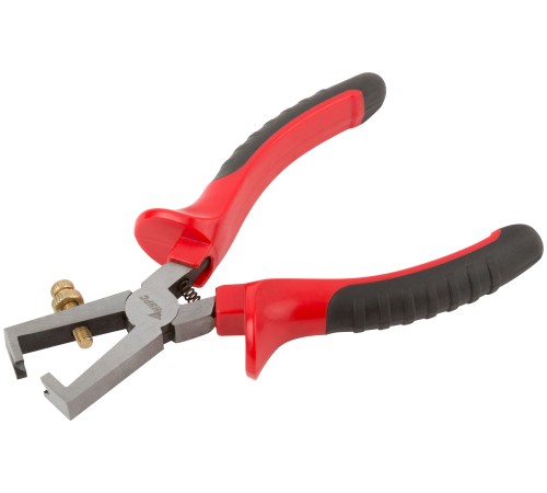 Клещи для снятия изоляции "Оптима", красно-черные прорезиненные ручки 160 мм КУРС